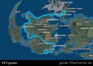 Karta för att hitta från Gongaga till Bone Village med Tiny Bronco